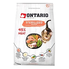 Ontario Cat Sterilised Salmon bekarpių sausas maistas suaugusiems sterilizuotoms katėms, 400 gr — 3 nuotrauka