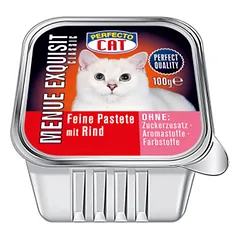 Perfecto Cat Menue Exquisit, konservuotas pašaras katėms, paštetas su jautiena, 100g nuotrauka
