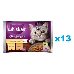 WHISKAS Adult 52x85g Paukštiena Frykasy drėgnas maistas suaugusioms katėms želė su: vištiena, kalakutiena