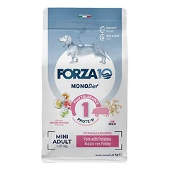Forza10 Mini DIET Low Grain sausas maistas mažiems suaugusiems šunims su kiauliena ir bulvėmis, 1,5 kg