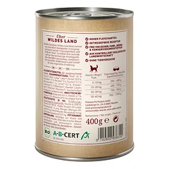 WILDES LAND Bio beef konservuotas begrūdis pašaras suaugusiems šunims su ekologiška jautiena, 400 g — 2 nuotrauka