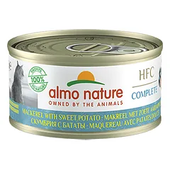 Almo Nature HFC Complete Makrelė su Saldiuoju Bulve, konservai suaugusiems katėms, 70 g