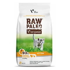 VetExpert Raw Paleo Kitten su kalakutiena ir vištiena, sausas maistas kačiukams 2 kg — 3 nuotrauka