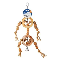 Duvo+ Holzringe mit Sisalseil & Perlen beige