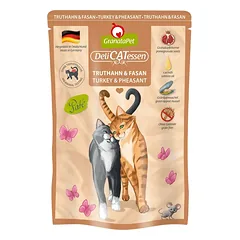 GranataPet DeliCatessen Turkija ir Fazanas - be grūdų šlapias maistas su kalakutiena ir fazanu, maišeliai katėms, 12x 85g — 3 nuotrauka