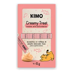 KIMO Cat Creamy Chicken Katsuobushi skanėstas katėms su vištiena ir bonito tuno drožlėmis 60 g