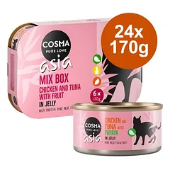 Cosma Asia Fruit in Jelly drėgnas maistas katėms, ekonominė pakuotė 24 x 170 g