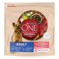Purina One Adult Mini/Small Maistas suaugusiems šunims, turtingas jautiena su ryžiais 1,5 kg