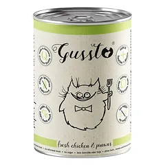 GUSSTO Cat Fresh Chicken Prawns šlapias maistas katėms vištiena su krevetėmis 6x400 g