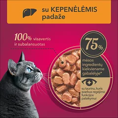 Pilnavertis konservuotas pašaras suaugusioms katėms su kepenėlėmis padaže MY LOVE 85g x 24 — 2 nuotrauka