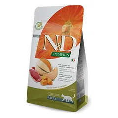 Farmina N&D Cat Grain Free antienos, moliūgų, melionų sausas maistas suaugusioms katėms su antiena, moliūgu ir melionu, 300 g