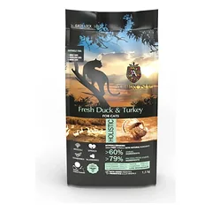 Ambrosia Fresh Duck & Turkey Sterilised begrūdis sausas maistas katėms su antiena ir kalakutiena 1,5kg. – 5kg.