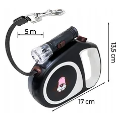 Automatinis pavadėlis šunims ir katėms RETOO su LED žibintuvėliu, 5 m — 3 nuotrauka