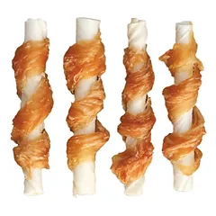 Wanpy Chicken Jerky & Rawhide Wraps skanėstai šunims, vytintos vištienos suktinukai, 100 g — 2 nuotrauka
