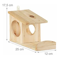 Pakabinama voverių lesyklėlė su stogeliu 17,5x12x25cm., šviesiai rudos/sidabrinės spalvos — 4 nuotrauka