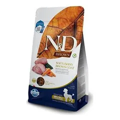 Farmina N&D Adult Mini Brown Lamb, Spirulina & Carrot sausas maistas mažų veislių šunims, 20 kg