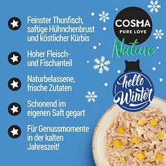 Cosma Nature Winter-Edition su tunu, vištiena ir moliūgais, drėgnas maistas katėms — 2 nuotrauka