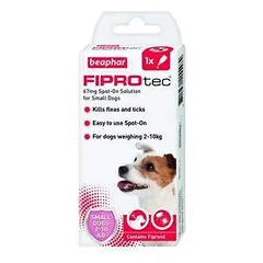Priemonė nuo blusų ir erkių šunims: Beaphar Fiprotec šunims, nuo 2 iki 10 kg, 1 pipetė.