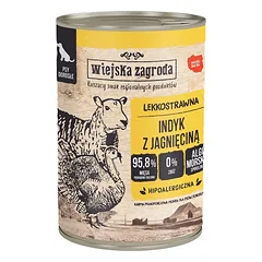 WIEJSKA ZAGRODA Šlapias šunų maistas su kalakutiena ir ėriena 24x400 g