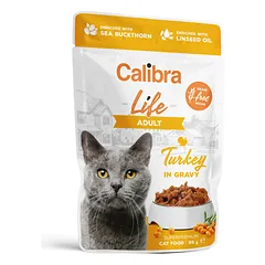 CALIBRA Cat Life pouch konservai maišeliuose suaugusioms katėms su kalakutiena padaže, 85g