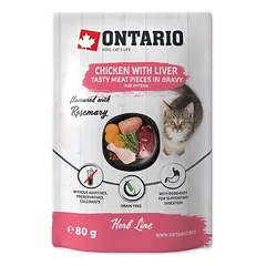 Ontario Herb Kitten Chicken With Liver, Sweet Potatoes, Rice And Rosemary konservai kačiukams, 80 g