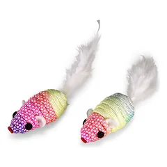 VADIGRAN Cat Toy spalvotos pelytės balta uodega 5cm 2vnt 2pak — 2 nuotrauka