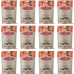 CARNILOVE Freeze-Dried Snack Cat Beef 12x40 g su jautiena ir katžole, liofilizuoti skanėstai katėms