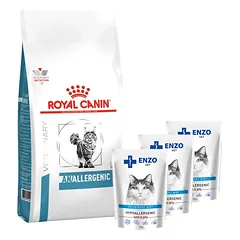 ROYAL CANIN Anallergenic Cat 2kg + ENZO VET Hipoalerginiai produktai katėms su ėriena želė 3x100g