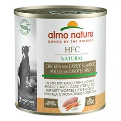 Almo Nature HFC Natural vištiena su morkomis ir ryžiais, drėgnas maistas šunims 280 g