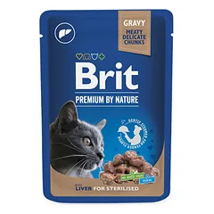 Brit Premium Cat maišelis su kepenėlėmis, drėgnas maistas sterilizuotoms katėms 100 g parduotuvėje mumbo.lt