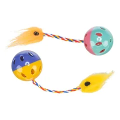 Trixie Set Of Ratting Balls With Tails žaislas katėms su plunksnų uodegėlėmis ir garsu, 4 cm, 2 vnt.