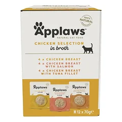 APPLAWS Cat Multipack 12 × 70 g – įvairių skonių drėgno ėdalo su vištiena sultinyje rinkinys katėms