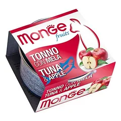 Monge Fruits Tuna & Apple papildomas maistas suaugusioms katėms su tunu ir obuoliais, 80 g
