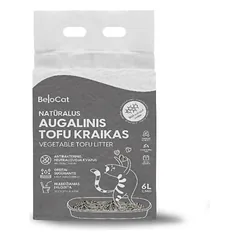 BELOCAT Tofu kačių kraikas su aktyvinta anglimi, 6l / 2,5 kg., 2 mm granulės