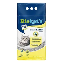 Biokats baltos sukraujančios kačių kraiko smiltys, Bianco Extra, 10 l