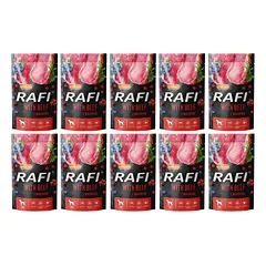 DOLINA NOTECI RAFI su jautiena, mėlynėmis ir spanguolėmis šunims 10x500 g