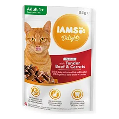 IAMS Delights konservai katėms su jautiena ir morkomis, 85 g