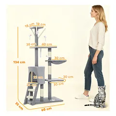Kačių draskyklė su urveliu ir 3 platformomis, 134 cm — 3 nuotrauka