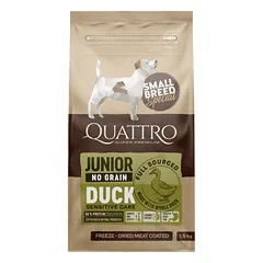 Quattro Junior Small Breed Duck sausas maistas šunims, 1.5kg parduotuvėje Petz.lt