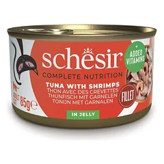 SCHESIR tunas su krevetėmis želatinoje katėms, 6 x 85 g — 1 nuotrauka