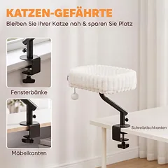 Katės guolis su reguliuojamu spaustuku ir 360° pasukamu laikikliu, baltas ir juodas, 35 × 35 × 50 cm — 4 nuotrauka