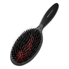 Buko medienos šepetys su 16 mm šerno šerelių nailoniniais dantukais, buko mediena, 16 mm šerno šereliai su nailoniniais dantukais, juodas, ovalo formos, vidutinis, 22x6,3 cm — 2 nuotrauka