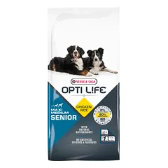 VERSELE LAGA Opti Life Senior Medium & Maxi ėdalas vyresnio amžiaus vidutinių ir didelių veislių šunims su vištiena ir ryžiais 12,5 kg