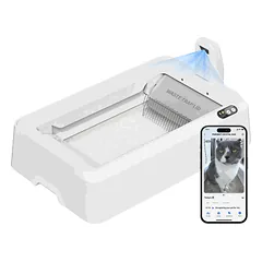 Savaime išsivalantis kačių tualetas PETKIT Purobot Crystal Duo with Camera, su kamera, Balta