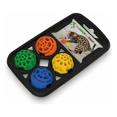 Cat toy holder with 4 heavy plastic balls