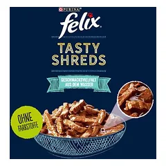Felix „Tasty Shreds“ maišeliai, drėgnas maistas katėms 12 x 80 g — 5 nuotrauka