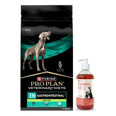 PRO PLAN Veterinary Diets EN Virškinimo trakto dietinis maistas suaugusiems šunims 11 kg + LAB V Lašišų aliejus šunims ir katėms 500ml