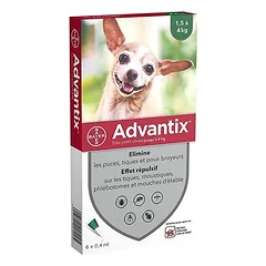 Lašai  ADVANTIX nuo erkių šunims iki 4 kg 1vnt. nuotrauka