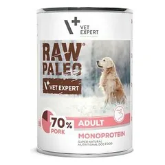 RAW Paleo Adult be grūdų monoproteininis maistas suaugusiems šunims su kiauliena, 400 g