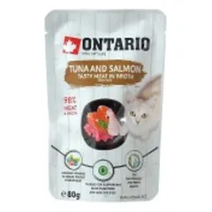 Ontario konservai katėms su tunu ir lašiša sultinyje, 80 g